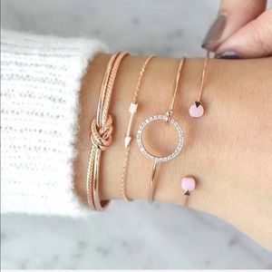 Gold Knot Arrow Rhinestone Bracelet Set